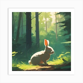 Rabbit In The Woods 28 Art Print