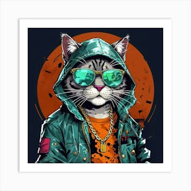 Hip Hop Cat Art Print