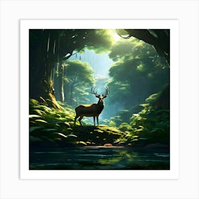 Deer In The Forest 4 Art Print