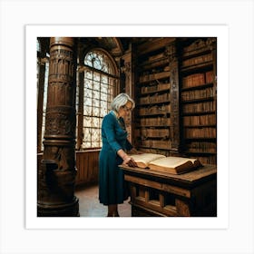 The Elderly Lady Librarian 050 Art Print