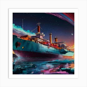 Ship In Space Art Print