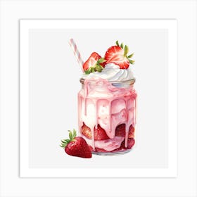 Strawberry Ice Cream In A Glass Art Print