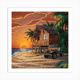 Jeep At Sunset Art Print