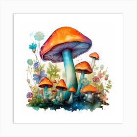 Mushrooms And Flowers 48 Art Print