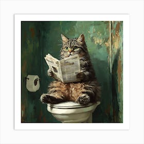 Cat Reading Newspaper 4 Art Print