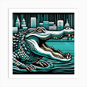 Alligator In The City Art Print