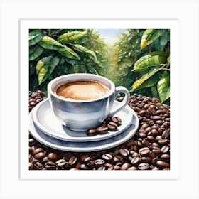 Coffee And Coffee Beans 7 Art Print