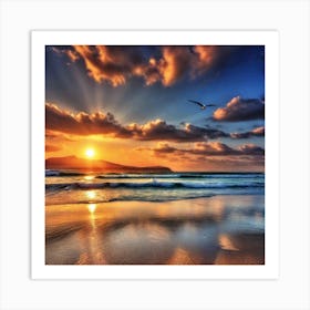 Sunset On The Beach 703 Art Print