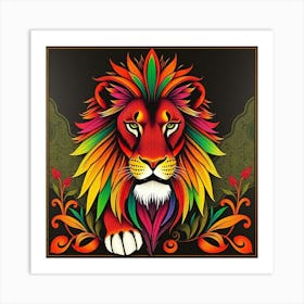 Lion rainbow Art Print