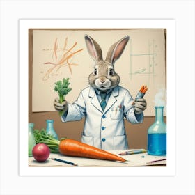 Rabbit In A Lab Coat 2 Art Print