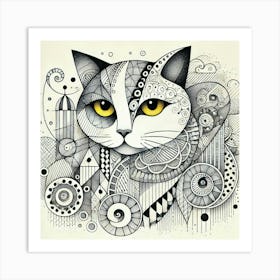 Rusty Rail City Cat Art Print