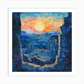 Sunset Over The Ruins Art Print