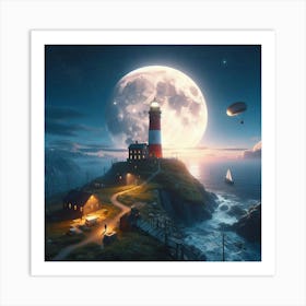 Lighthouse By The Sea Art Print