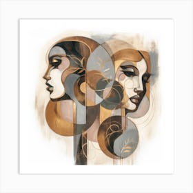 Two Heads Abstract Art Print