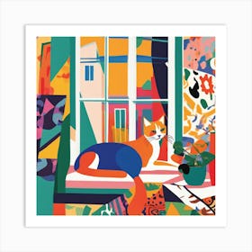 Matisse Inspired Open Window Cat Art Print 3 Art Print