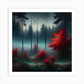 Red Forest Art Print