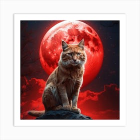 Cat In The Moonlight Art Print