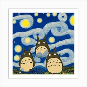 Totoro Starry Night Art Print
