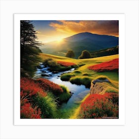 Sunset In The Mountains 89 Art Print