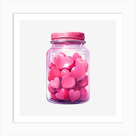 Pink Hearts In A Jar 10 Art Print