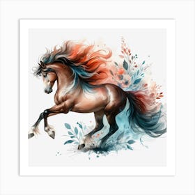 Horse With Flowers 6 Art Print