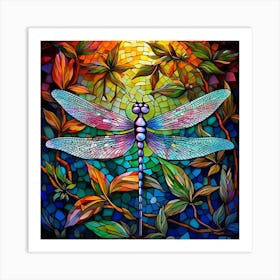 Dragonfly Stained Glass Art Print