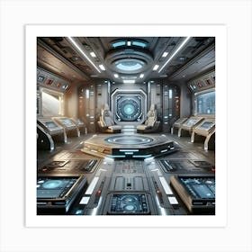 Impressive 3d Digital Art Showcasing Realistic Room Interiors Of Futuristic Spaceships With Photorealistic Textures, Shaders, And Lighting Poised At An Interesting Angle To Highlight Intricate Panels And Displays 3 Art Print