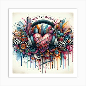 Music Is My Heartbeat Art Print