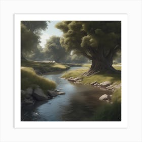 Stream In The Forest 3 Art Print