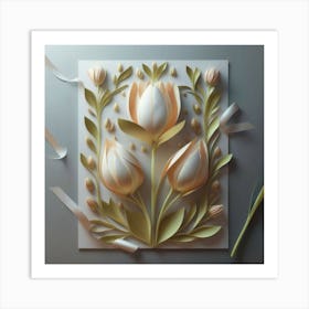 Decorated paper and tulip flower 1 Art Print