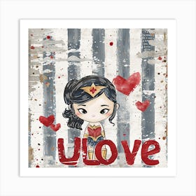 Valantines Day Baby Wonder Woman Art Print