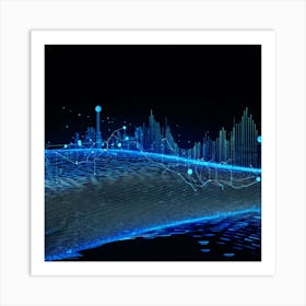 Abstract Digital Painting Showing A Grid Composed Of Geometric Patterns And Dots Interconnected Wav 2 1 Art Print