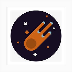 Space Rocket Icon Meteor Meteorite Space Comet Art Print