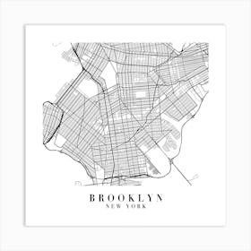 Brooklyn New York Street Map Minimal Square Art Print