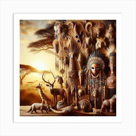 Tribal African Art African landscape 2 Art Print