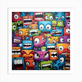 Cartoon Monsters 3 Art Print