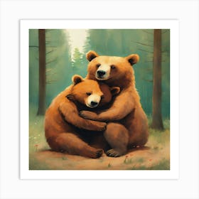 Hugging Bears Art Print