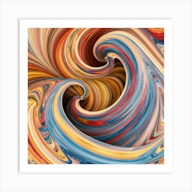 Close-up of colorful wave of tangled paint abstract art 29 Art Print