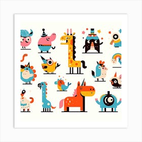 Cartoon Animals 1 Art Print