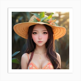 Asian Girl In A Hat 1 Art Print