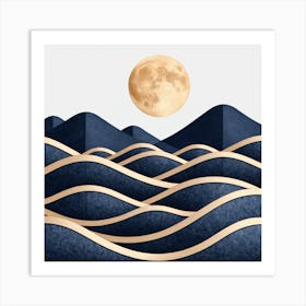 Moon And Waves 55 Art Print