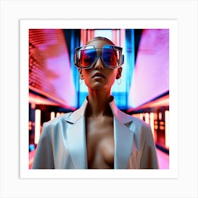 Futuristic Woman In Sunglasses Art Print