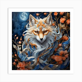 Fox In The Moonlight Art Print