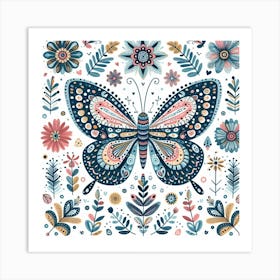 Scandinavian style,Pattern with colorful Butterfly 1 Art Print