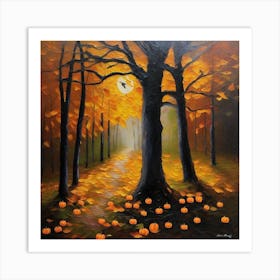 Pumpkins In The Woods Art Print