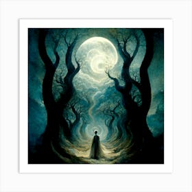 Woman In The Forest Art Print