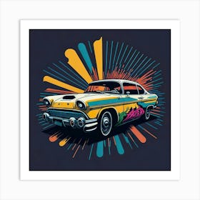 Car Colored Artwork Of Graphic Design Flat (32) Art Print