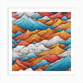 Abstract Mountains Seamless Pattern Art Print