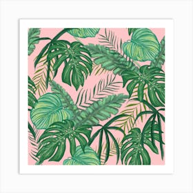 Tropical Greens Leaves Design 5 Art Print