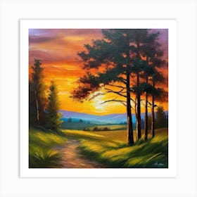 Sunset In The Forest 53 Art Print